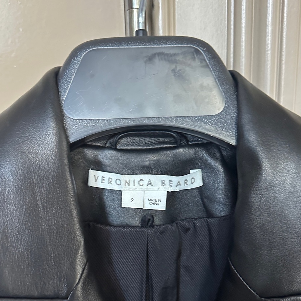 Veronica Beard Black Gaya Leather Dickey Jacket with Gold Buttons - Picture 3 of 6